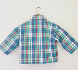 Handmade Multi Blue Check Jacket with collar.