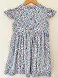 Blue and Pink Floral Frill Sleeve Dress - Handmade