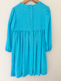 Bright Blue Long Sleeve Dress - Handmade