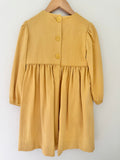 Mustard Long Sleeve Dress with Piping Bodice-Handmade
