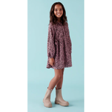 Evalina long sleeve leopard print dress - Dusty Rose by Designer Kidz