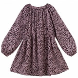 Evalina long sleeve leopard print dress - Dusty Rose by Designer Kidz