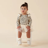 Leopard Print Long Sleeve Tulle Romper by Designer Kidz