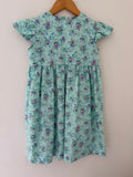 Green & Mauve Floral Dress with frilled  sleeves- Handmade
