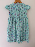 Green & Mauve Floral Dress with frilled  sleeves- Handmade